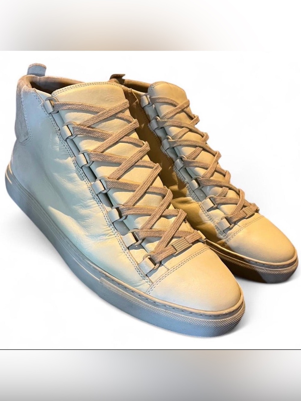 Balenciaga Arena Cream Suede Leather High Tops EU 45 US 12 COA